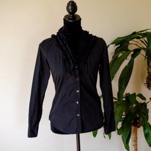 J Crew Black ruffled Blouse